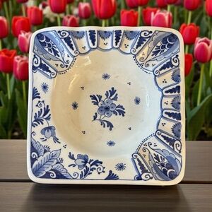 Vintage Delft Ashtray or Trinket Dish  Traditional Dutch Tin Glaze